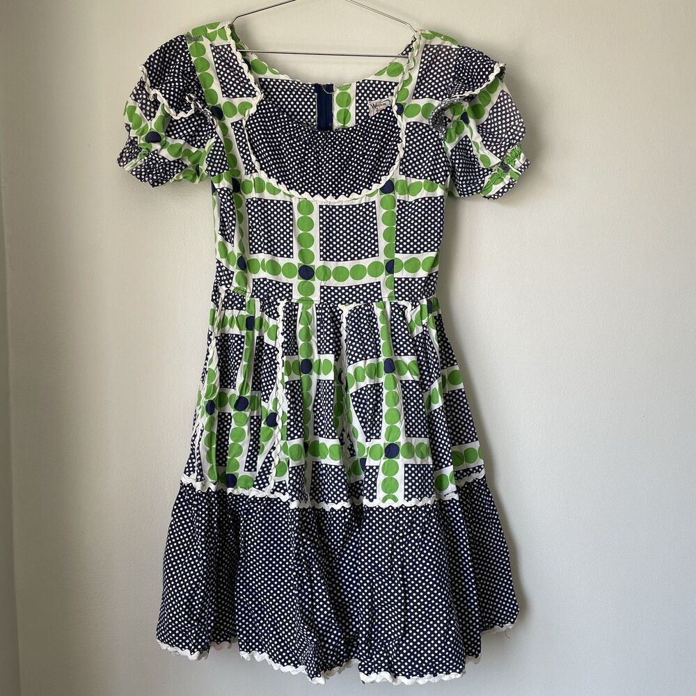 Vintage 60s Western Fashions Dress Square Dance Polka Dot Medium M/L Colorado